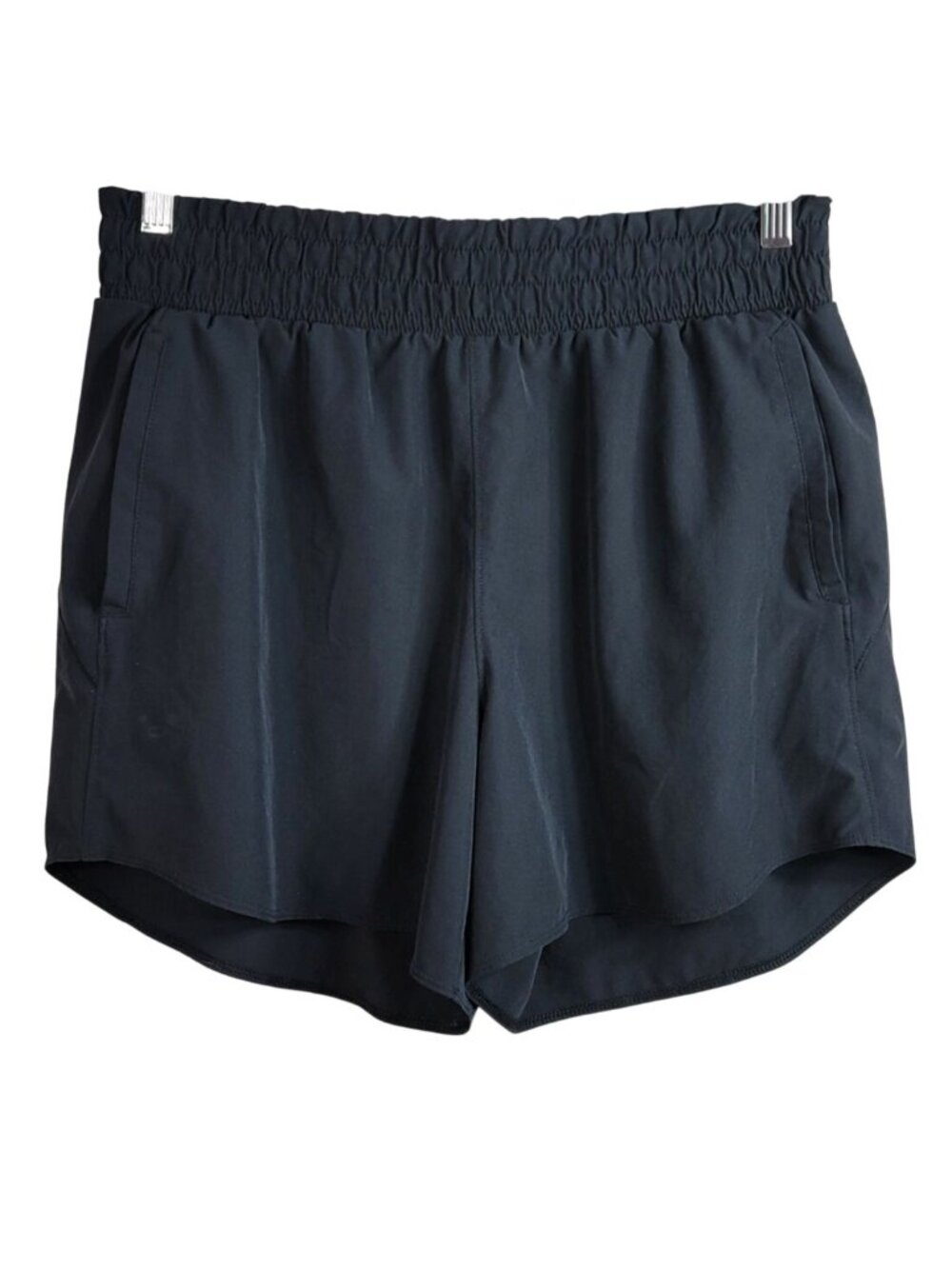 Under Armour Women Vanish Athletic Shorts Black Large Wide Waist Pockets Liner